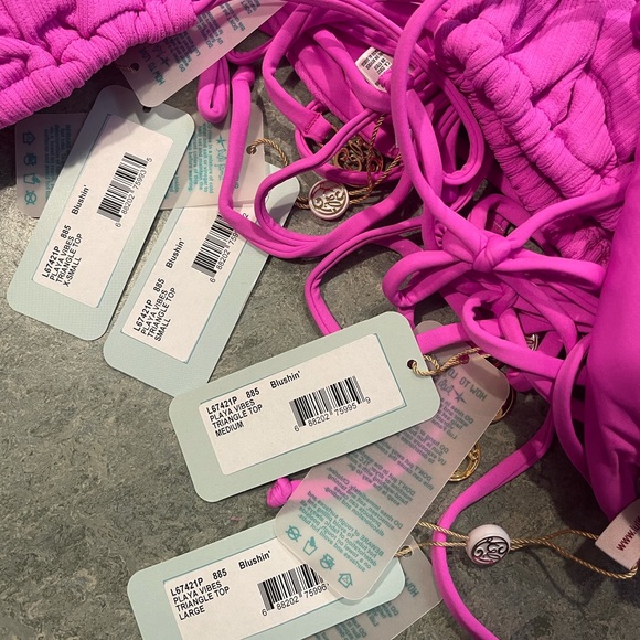 Luli Fama Playa Vibes Triangle Bikini Top Pink - Picture 3 of 4